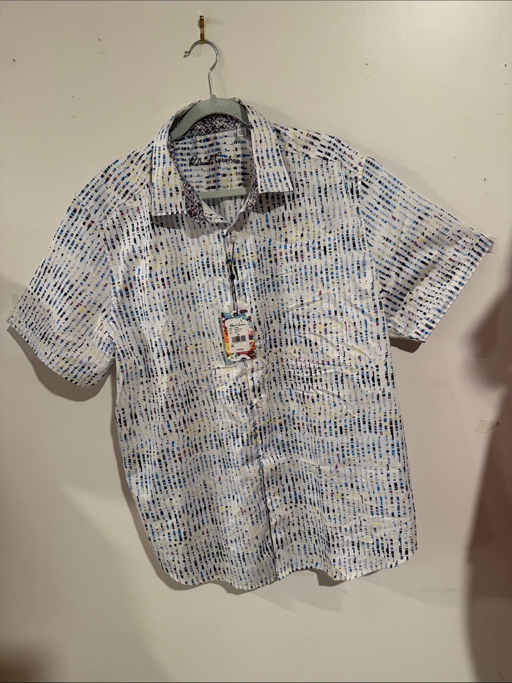 Robert Graham Men's White Short-Sleeve Patterned Shirt